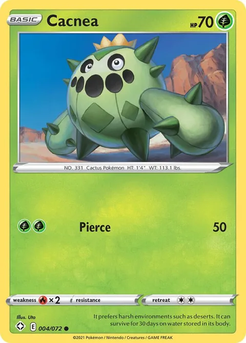 Cacnea #004/072 Reverse Holofoil Pokémon card from Shining Fates