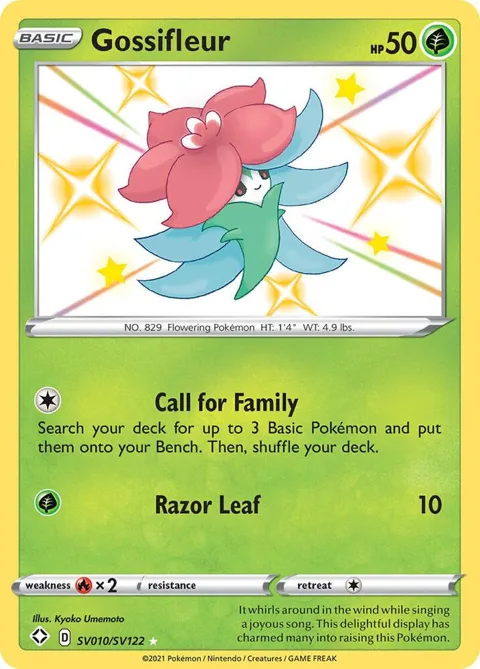 Gossifleur #SV010/SV122 Holofoil Pokémon card from Shining Fates: Shiny Vault