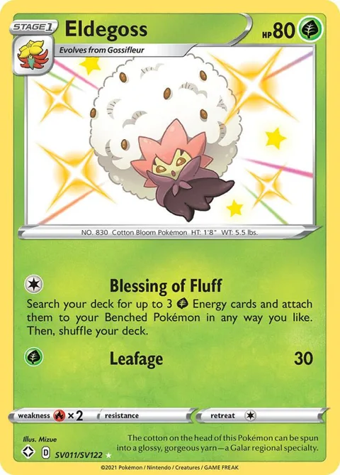 Eldegoss #SV011/SV122 Holofoil Pokémon card from Shining Fates: Shiny Vault