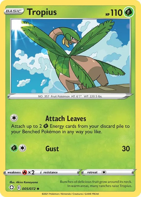 Tropius #005/072 Pokémon card from Shining Fates