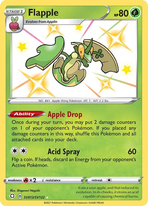 Flapple #SV013/SV122 Holofoil Pokémon card from Shining Fates: Shiny Vault