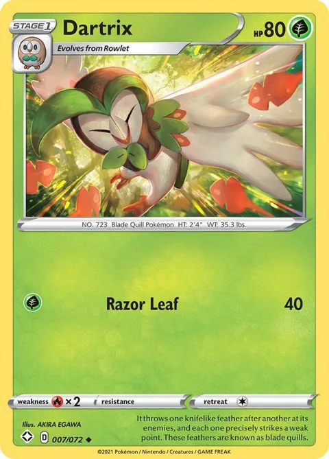 Dartrix #007/072 Reverse Holofoil Pokémon card from Shining Fates