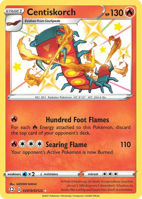 Centiskorch #SV019/SV122 Holofoil Pokémon card from Shining Fates: Shiny Vault