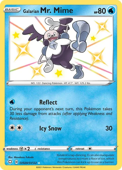 Galarian Mr. Mime #SV020/SV122 Holofoil Pokémon card from Shining Fates: Shiny Vault