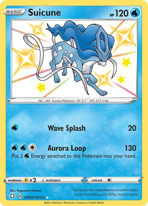 Suicune #SV022/SV122 Holofoil Pokémon card from Shining Fates: Shiny Vault