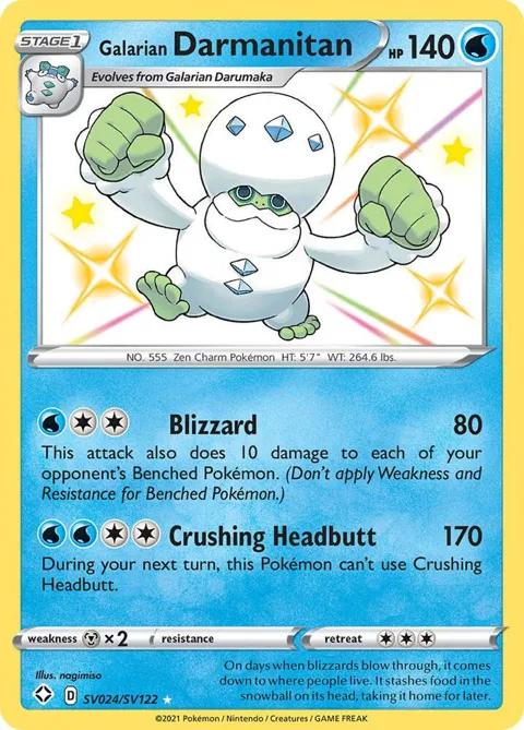 Galarian Darmanitan #SV024/SV122 Holofoil Pokémon card from Shining Fates: Shiny Vault