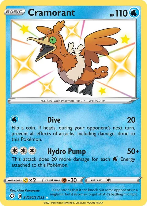 Cramorant #SV030/SV122 Holofoil Pokémon card from Shining Fates: Shiny Vault