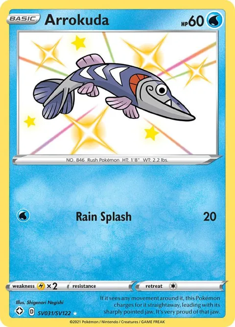 Arrokuda #SV031/SV122 Holofoil Pokémon card from Shining Fates: Shiny Vault