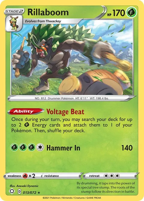 Rillaboom #013/072 Reverse Holofoil Pokémon card from Shining Fates