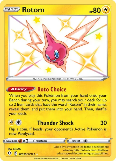 Rotom #SV038/SV122 Holofoil Pokémon card from Shining Fates: Shiny Vault