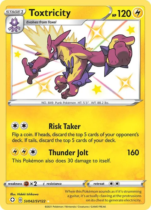 Toxtricity #SV042/SV122 Holofoil Pokémon card from Shining Fates: Shiny Vault