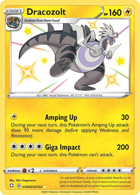Dracozolt #SV045/SV122 Holofoil Pokémon card from Shining Fates: Shiny Vault