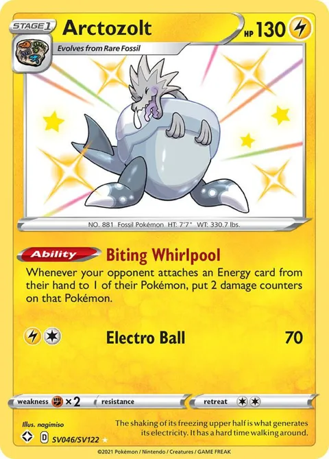 Arctozolt #SV046/SV122 Holofoil Pokémon card from Shining Fates: Shiny Vault