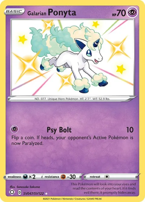 Galarian Ponyta #SV047/SV122 Holofoil Pokémon card from Shining Fates: Shiny Vault