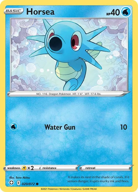 Horsea #020/072 Reverse Holofoil Pokémon card from Shining Fates