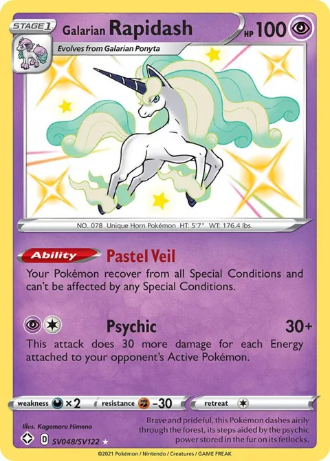 Galarian Rapidash #SV048/SV122 Holofoil Pokémon card from Shining Fates: Shiny Vault