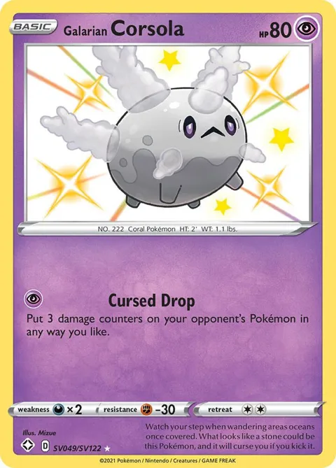 Galarian Corsola #SV049/SV122 Holofoil Pokémon card from Shining Fates: Shiny Vault