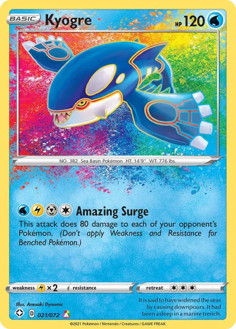 Kyogre #021/072 Holofoil Pokémon card from Shining Fates