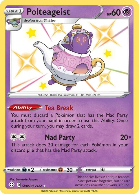 Polteageist #SV053/SV122 Holofoil Pokémon card from Shining Fates: Shiny Vault