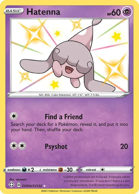 Hatenna #SV054/SV122 Holofoil Pokémon card from Shining Fates: Shiny Vault