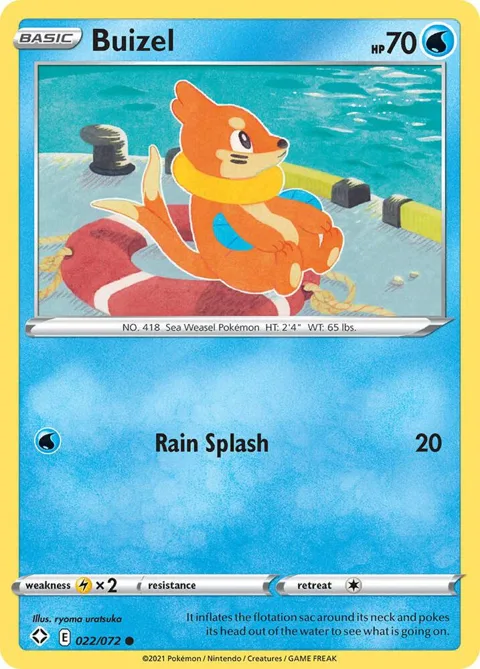Buizel #022/072 Reverse Holofoil Pokémon card from Shining Fates