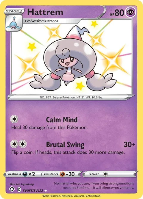 Hattrem #SV055/SV122 Holofoil Pokémon card from Shining Fates: Shiny Vault