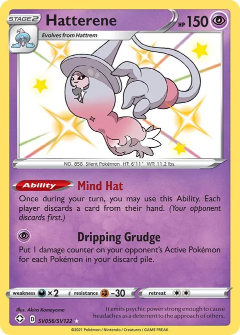 Hatterene #SV056/SV122 Holofoil Pokémon card from Shining Fates: Shiny Vault