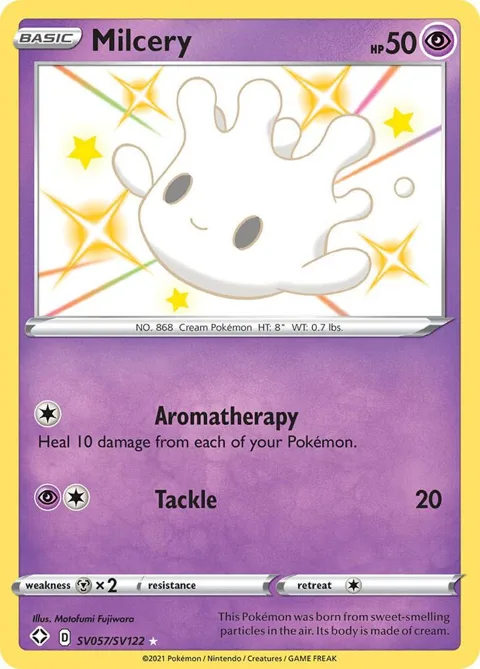 Milcery #SV057/SV122 Holofoil Pokémon card from Shining Fates: Shiny Vault