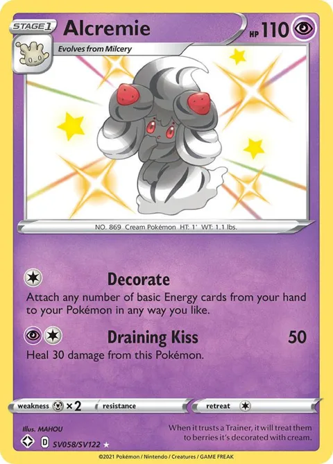 Alcremie #SV058/SV122 Holofoil Pokémon card from Shining Fates: Shiny Vault