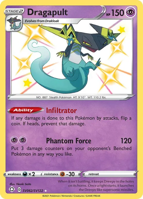 Dragapult #SV062/SV122 Holofoil Pokémon card from Shining Fates: Shiny Vault