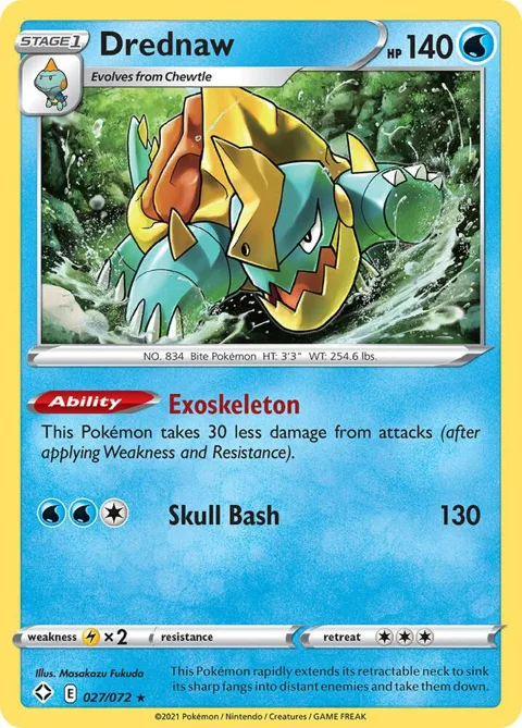 Drednaw #027/072 Pokémon card from Shining Fates
