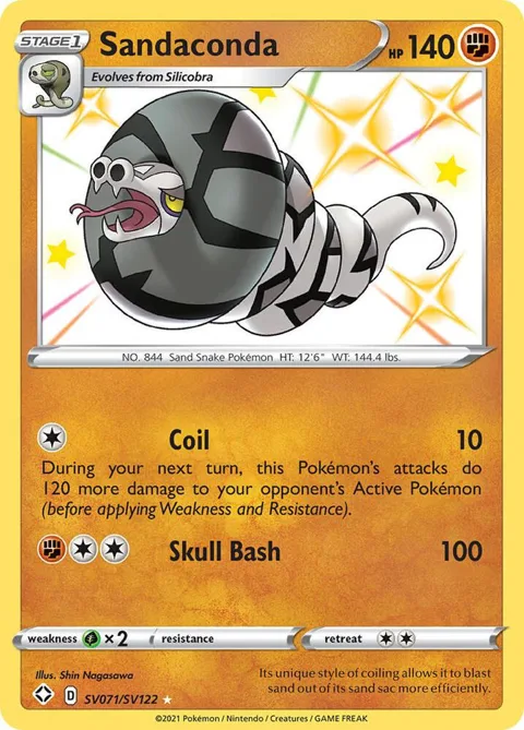 Sandaconda #SV071/SV122 Holofoil Pokémon card from Shining Fates: Shiny Vault