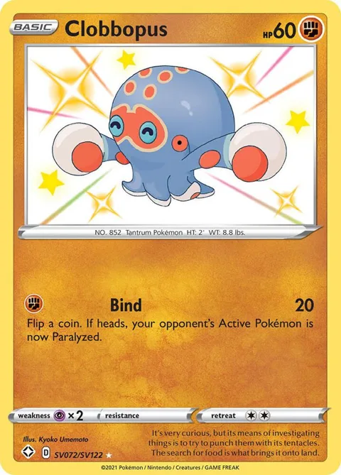 Clobbopus #SV072/SV122 Holofoil Pokémon card from Shining Fates: Shiny Vault