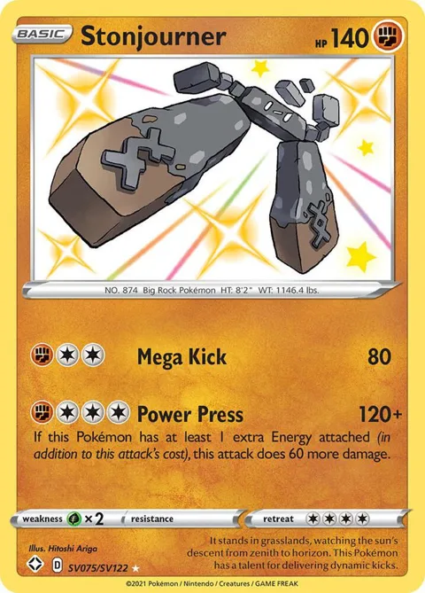 Stonjourner #SV075/SV122 Holofoil Pokémon card from Shining Fates: Shiny Vault
