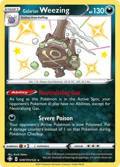 Galarian Weezing #SV077/SV122 Holofoil Pokémon card from Shining Fates: Shiny Vault