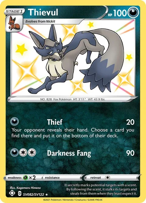 Thievul #SV082/SV122 Holofoil Pokémon card from Shining Fates: Shiny Vault