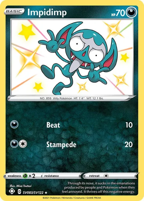 Impidimp #SV083/SV122 Holofoil Pokémon card from Shining Fates: Shiny Vault