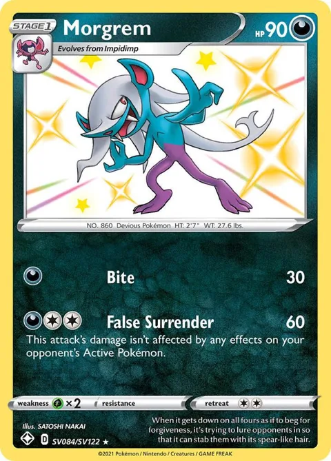 Morgrem #SV084/SV122 Holofoil Pokémon card from Shining Fates: Shiny Vault
