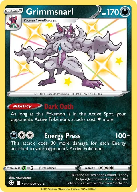 Grimmsnarl #SV085/SV122 Holofoil Pokémon card from Shining Fates: Shiny Vault