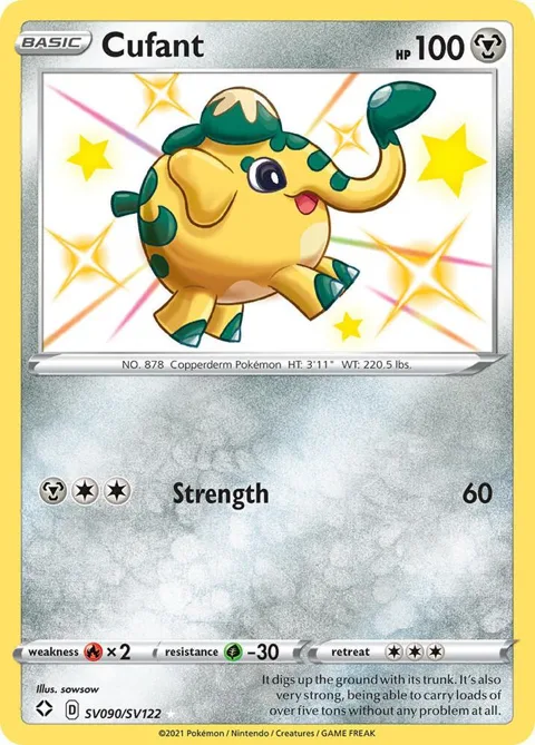 Cufant #SV090/SV122 Holofoil Pokémon card from Shining Fates: Shiny Vault