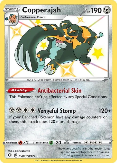 Copperajah #SV091/SV122 Holofoil Pokémon card from Shining Fates: Shiny Vault