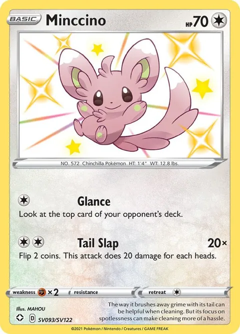 Minccino #SV093/SV122 Holofoil Pokémon card from Shining Fates: Shiny Vault