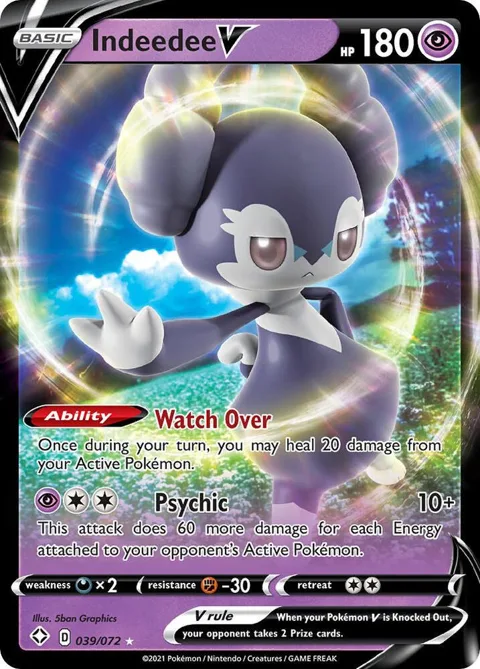 Indeedee V #039/072 Holofoil Pokémon card from Shining Fates
