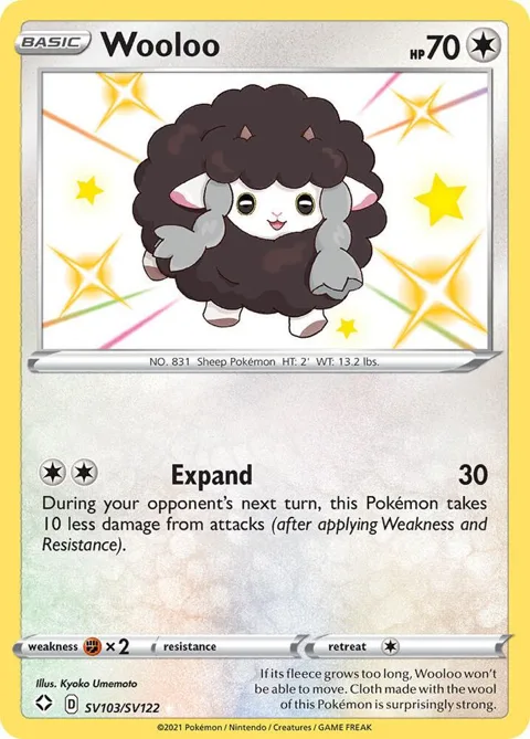 Wooloo #SV103/SV122 Holofoil Pokémon card from Shining Fates: Shiny Vault