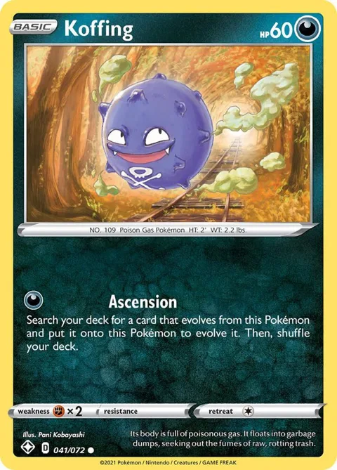 Koffing #041/072 Reverse Holofoil Pokémon card from Shining Fates