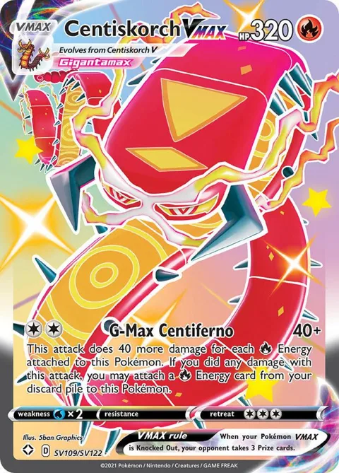Centiskorch VMAX #SV109/SV122 Holofoil Pokémon card from Shining Fates: Shiny Vault