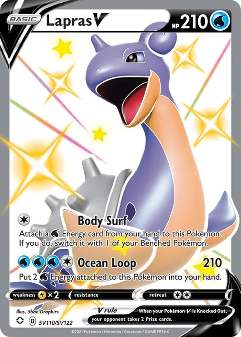 Lapras V #SV110/SV122 Holofoil Pokémon card from Shining Fates: Shiny Vault