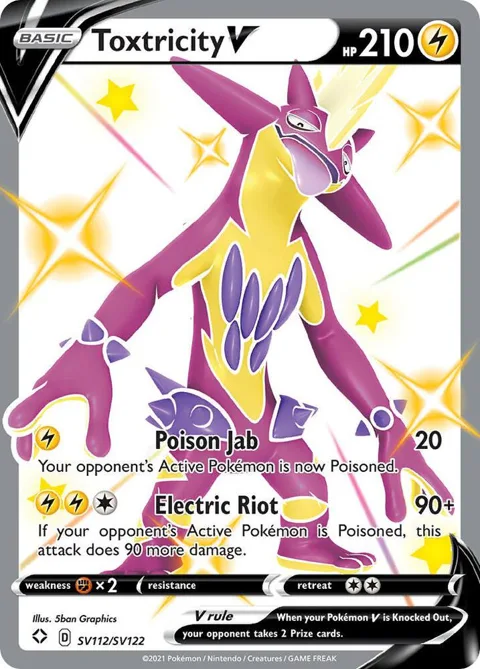 Toxtricity V #SV112/SV122 Holofoil Pokémon card from Shining Fates: Shiny Vault