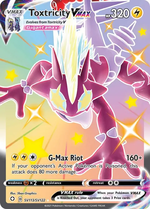 Toxtricity VMAX #SV113/SV122 Holofoil Pokémon card from Shining Fates: Shiny Vault