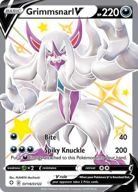 Grimmsnarl V #SV116/SV122 Holofoil Pokémon card from Shining Fates: Shiny Vault